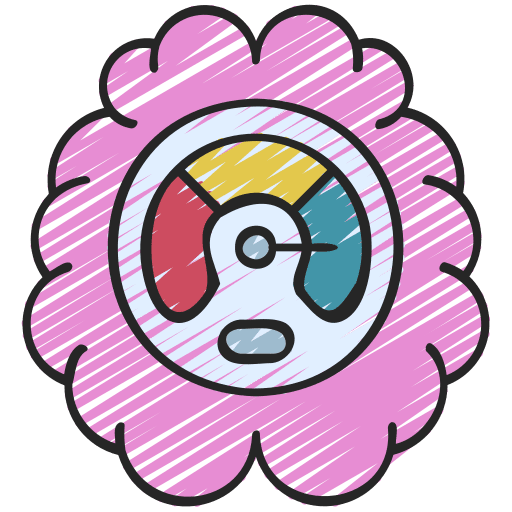 Mental control efficiency psychology speedometer icon