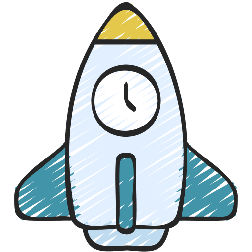 Rocket launch launching time clock icon