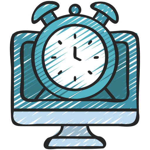 Alarm clock monitor time and date screen icon