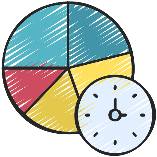 Pie chart time management wait time icon
