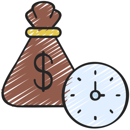 Time is money time is money money bag time and date icon