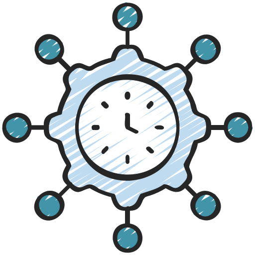 Time management schedule timetable cogwheel icon
