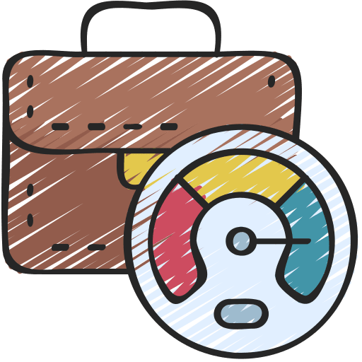 Performance speedometer business briefcase icon