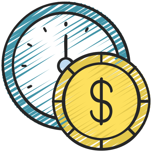 Time is money clock time and date currency icon