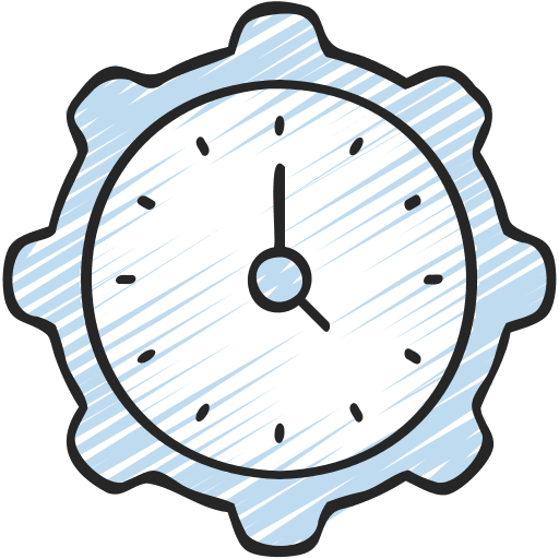 Time management cogwheel schedule time and date icon