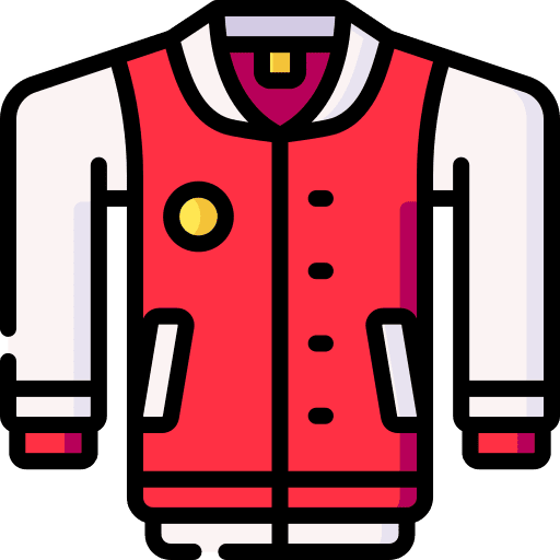 Varsity jacket college education garment icon Varsity jacket college education garment icon
