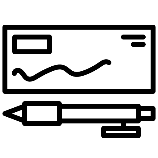 Cheque pen business and finance bank check icon