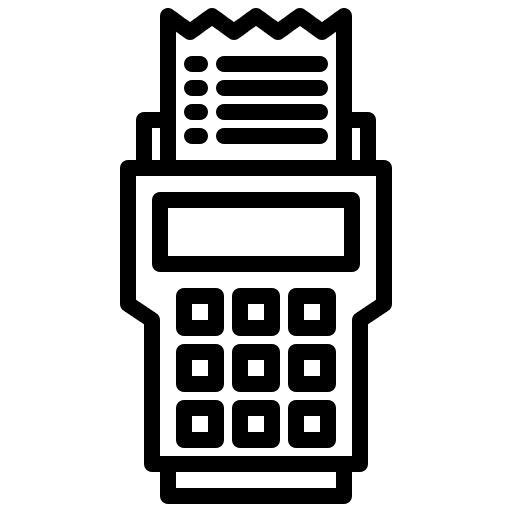 Machine commerce and shopping paying receipt icon