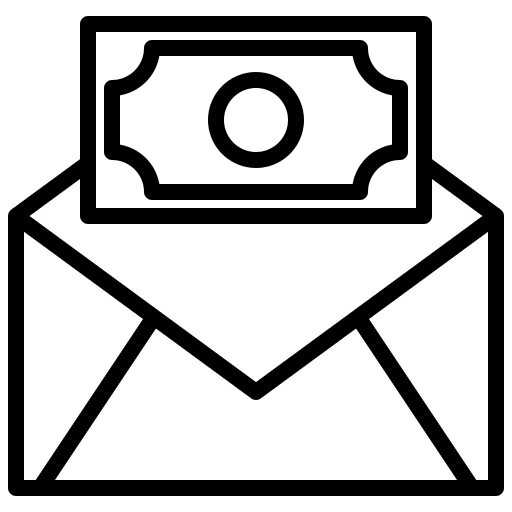 Mail cash invoice business and finance icon