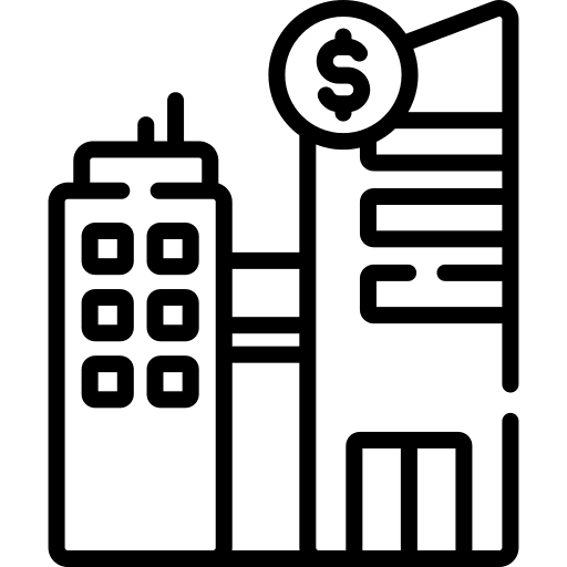 Office building dollar money company icon