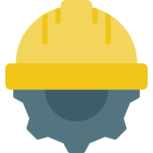 Hard hat construction and tools cog development icon