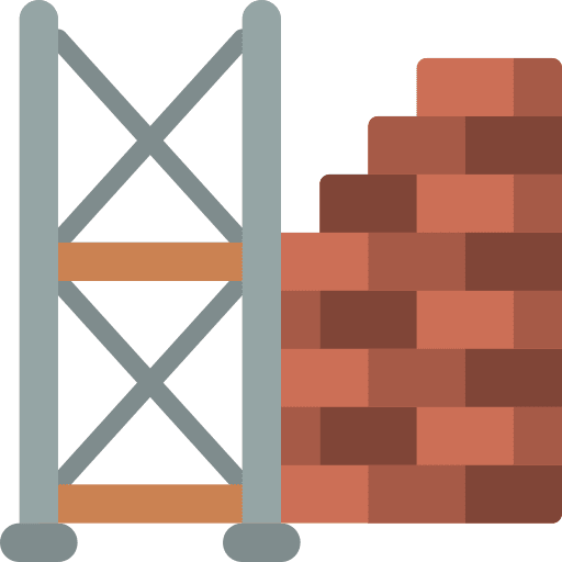 Scaffolding tools bricks wall icon