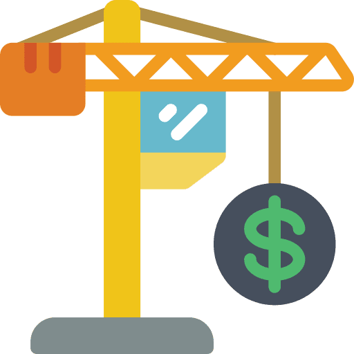 Crane bulldozing ball wrecking ball icon