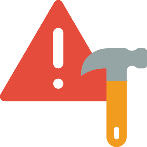Hammer construction warning tools icon