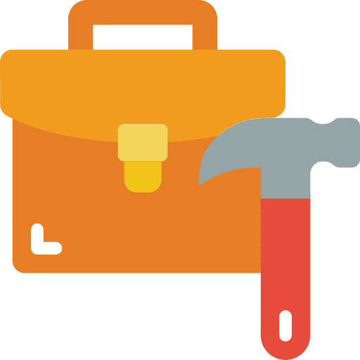 Jobs contract briefcase hammer icon