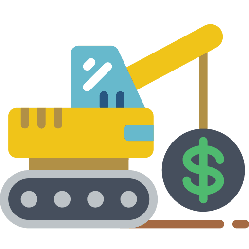 Demolition break house dollar icon
