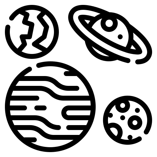 Planets universe orbit moons icon