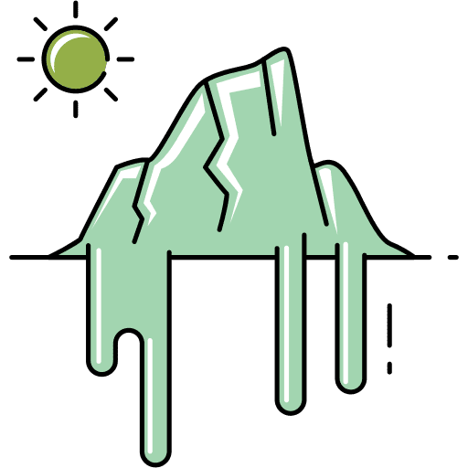 Iceberg mountain sun global warming icon