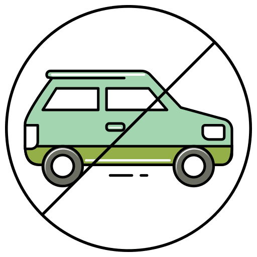 Car driving travel not allowed icon