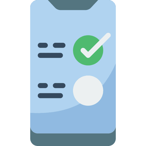 Smartphone ecommerce mobile phone check mark icon