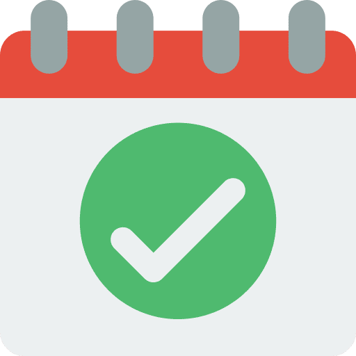 Calendar time and date check mark calendar icon