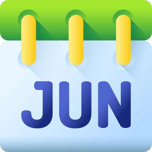 Calendar time and date june festivity icon