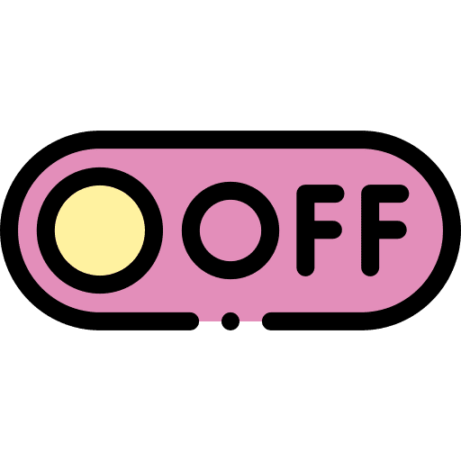 Off slider interface switch on icon