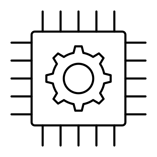Cpu processor cogwheel setting icon