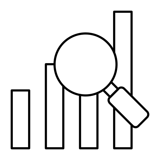 Magnifying glass loupe graph result icon