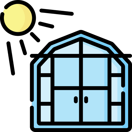 Sun smart farm greenhouse agriculture icon