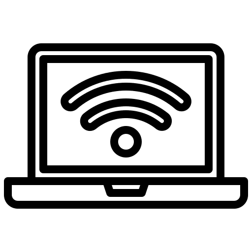 Laptop wifi signal networking internet connection icon Laptop wifi signal networking internet connection icon