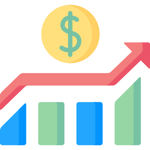 Funds dollar funds up arrow icon