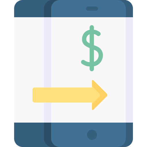 Money transaction commerce and shopping transfer smartphone icon