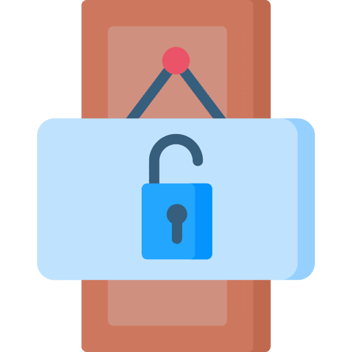 Open lock door sign icon