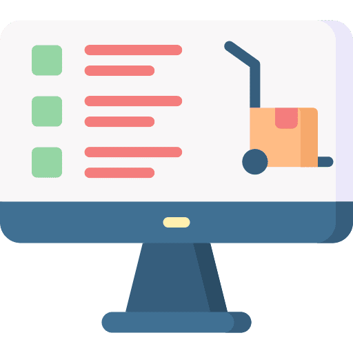 Warehouse shipping and delivery screen box icon