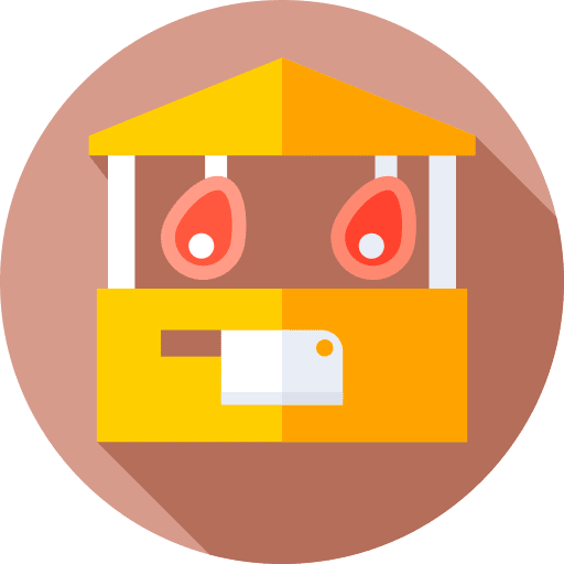 Meat butcher market stand icon Meat butcher market stand icon