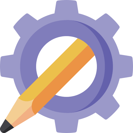 Pencil work in progress creative process gear icon