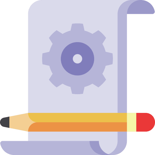 Pencil pen gear project icon Pencil pen gear project icon