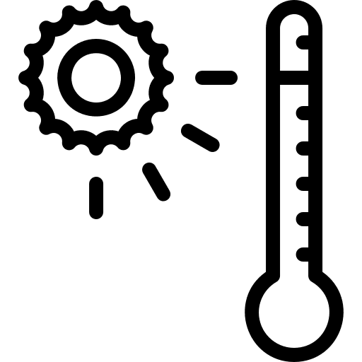 Hot temperature thermometer mercury icon