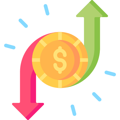 Exchange up arrow dollar cash icon