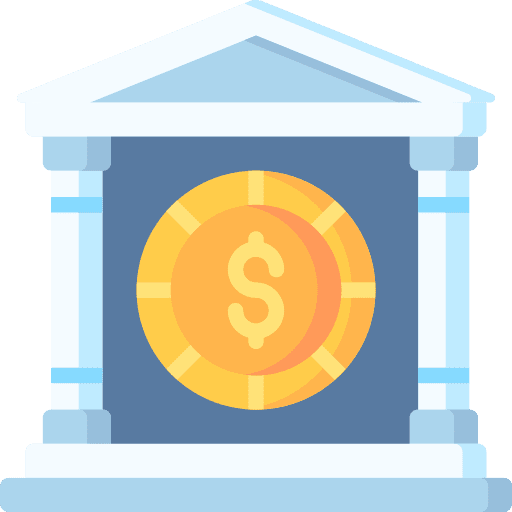 Bank coin building bank icon
