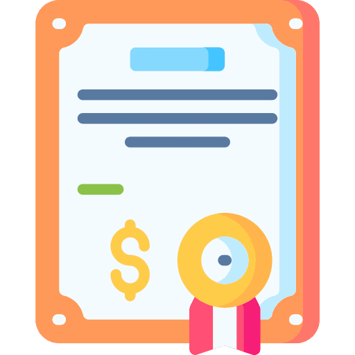 Certificate paper certificate dollar icon