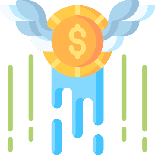 Dollar money flying coin icon