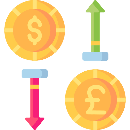 Exchange up arrow business and finance dollar icon