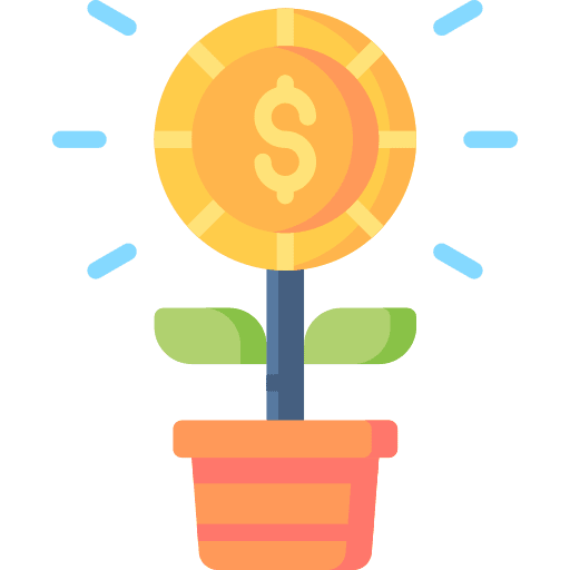 Growth business and finance coin growth icon
