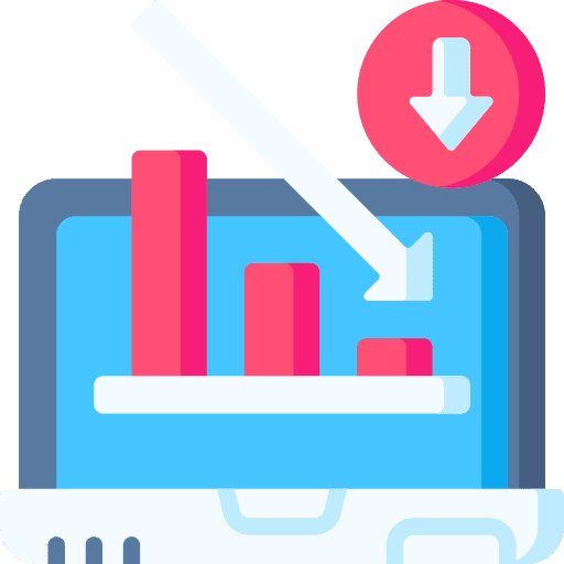 Losses down arrow bar chart electronics icon
