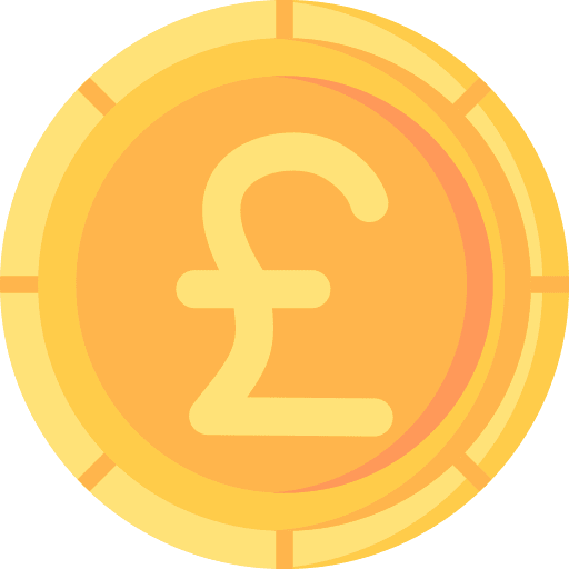 Pound sterling cash currency coin icon