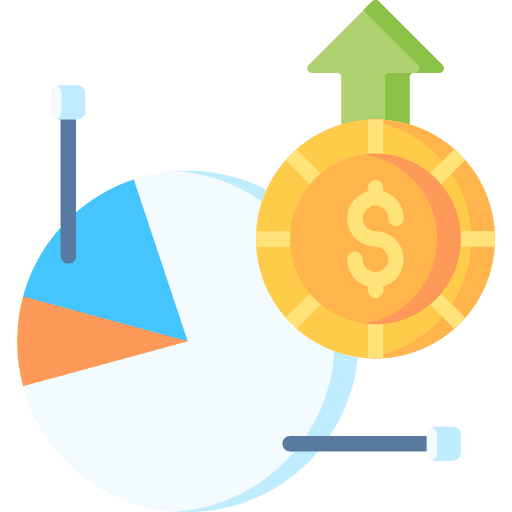 Profit up arrow business and finance analysis icon