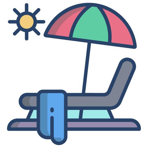 Sunbed vacation beach umbrella sunbed icon