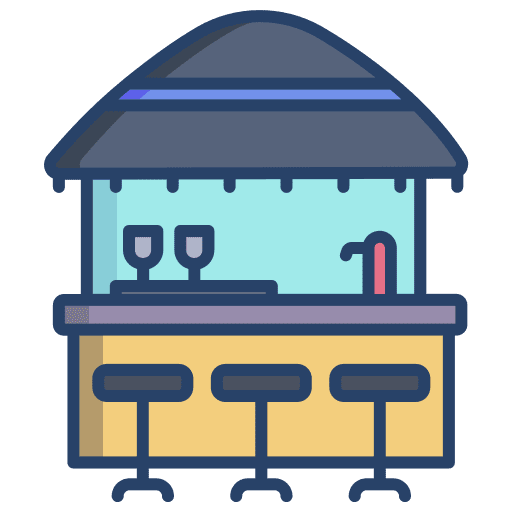 Beach bar architecture and city summer beach icon Beach bar architecture and city summer beach icon